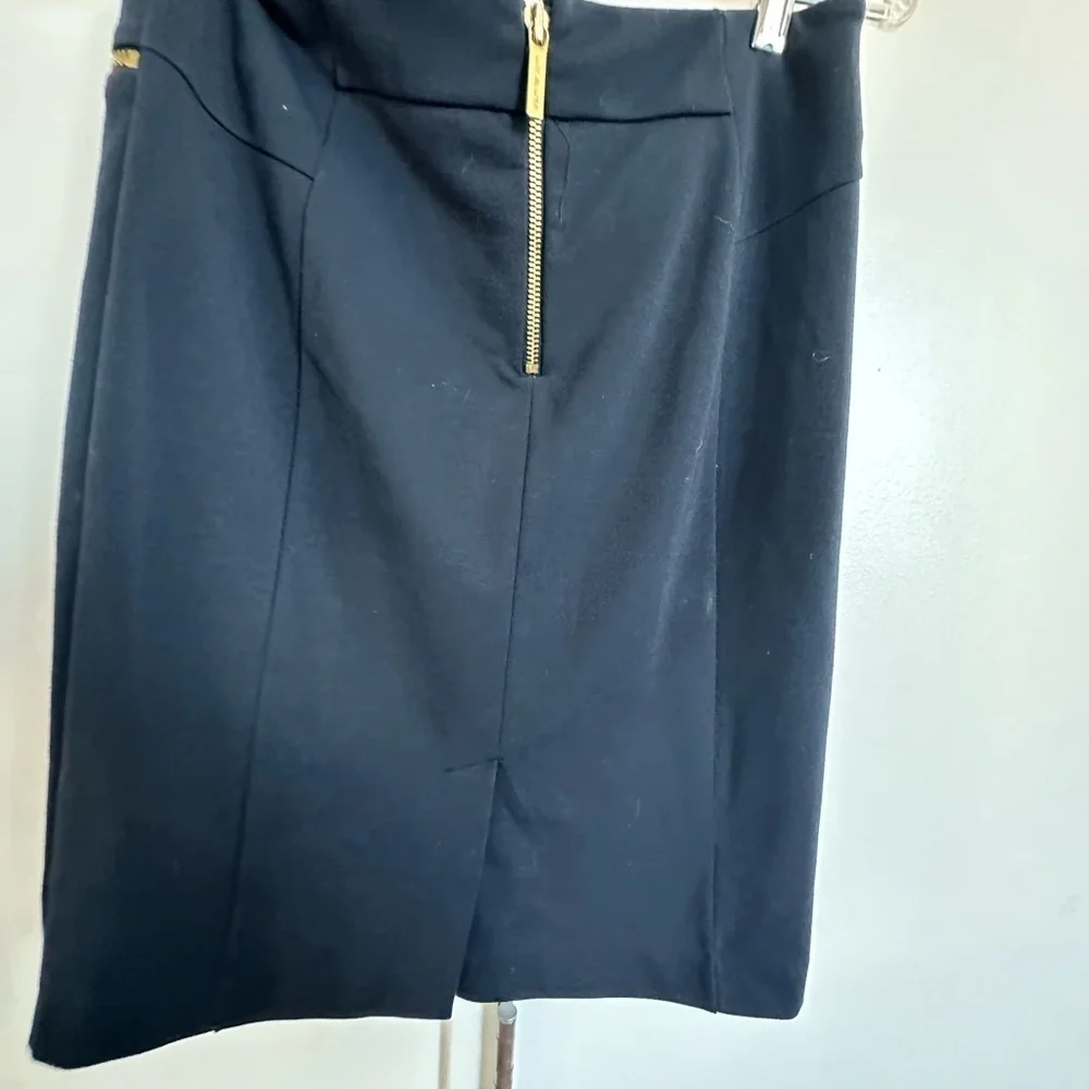 MICHAEL Michael Kors Navy Pencil skirt with Gold Zippers | 4